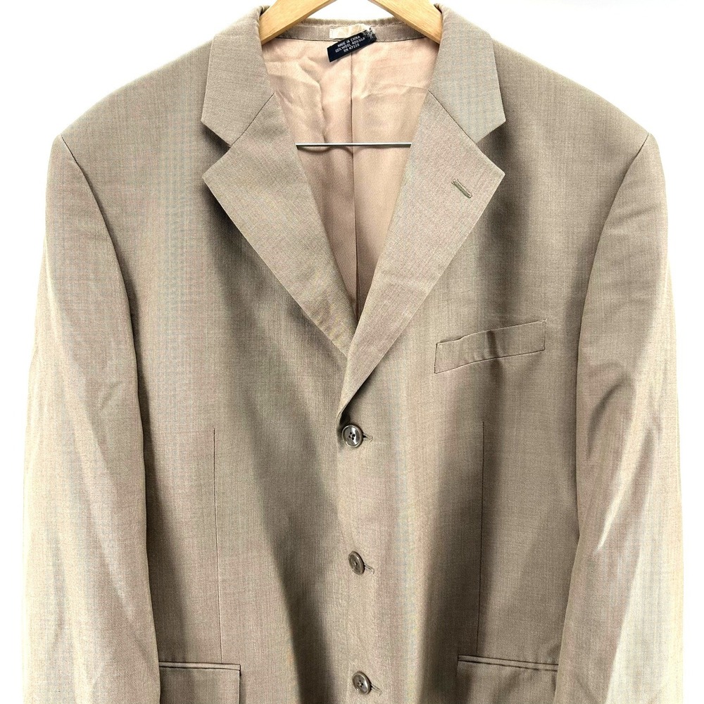 Jones New York Collection Mens 48R Silk Wool Blend 3 Button Blazer Tan Brown